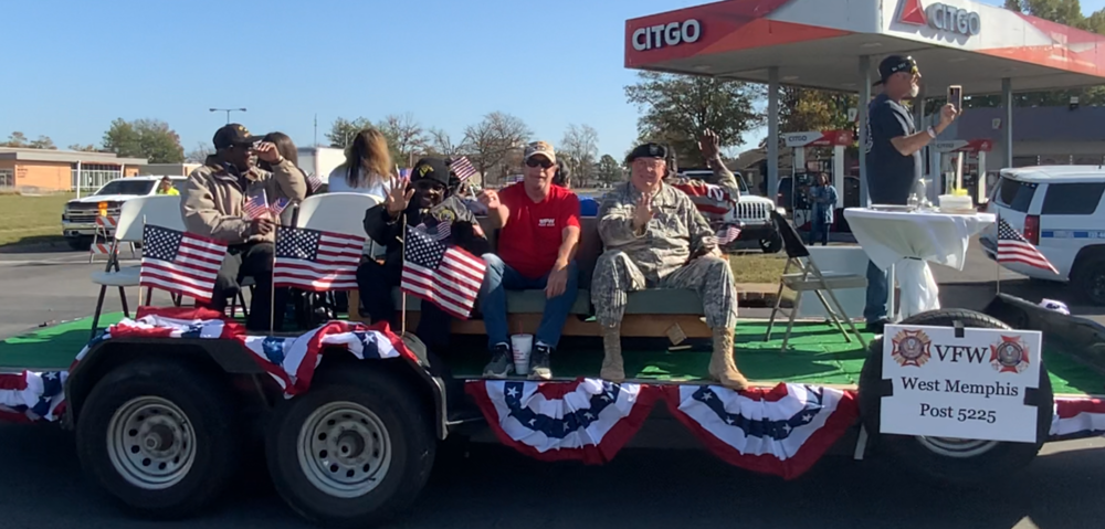 Veterans at the Veterans Day parade, including Mr. Willie Harris