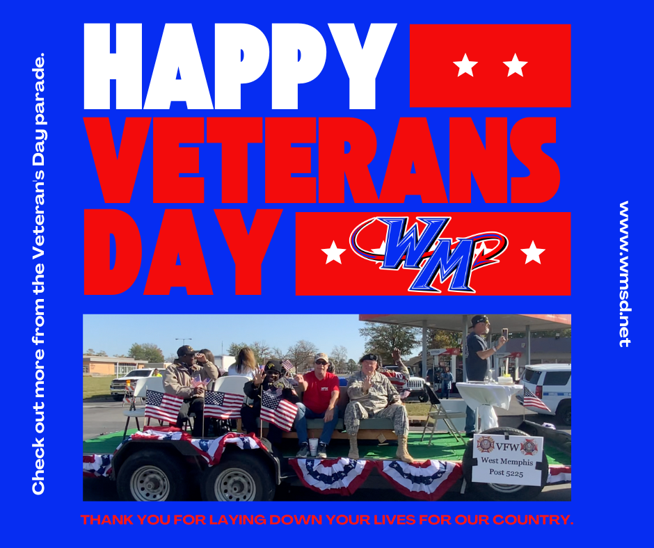 Happy Veteran's Day, vets. Central office staff is gathered to cheer on the veterans.