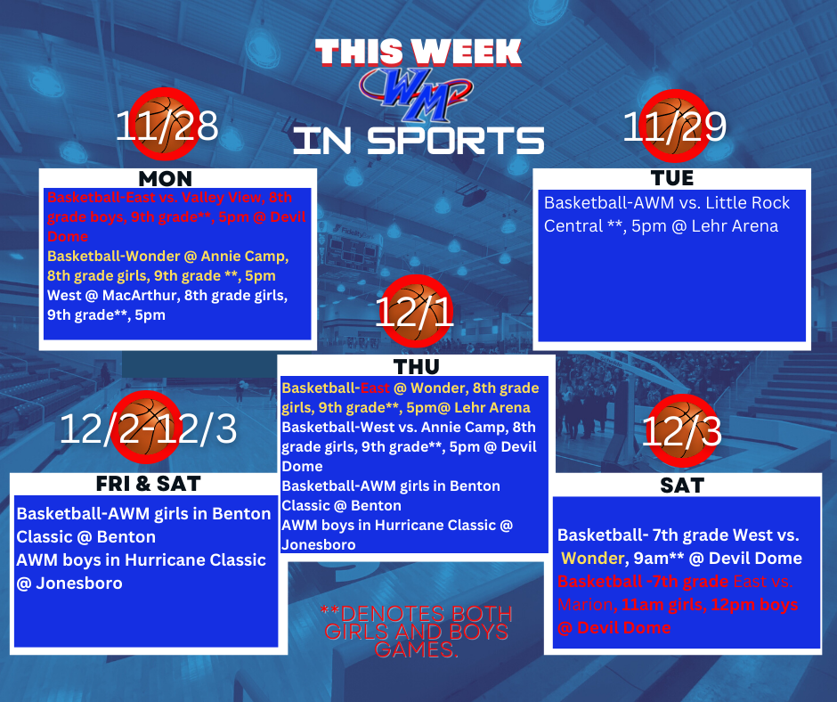Sports schedule for 11/28-12/3