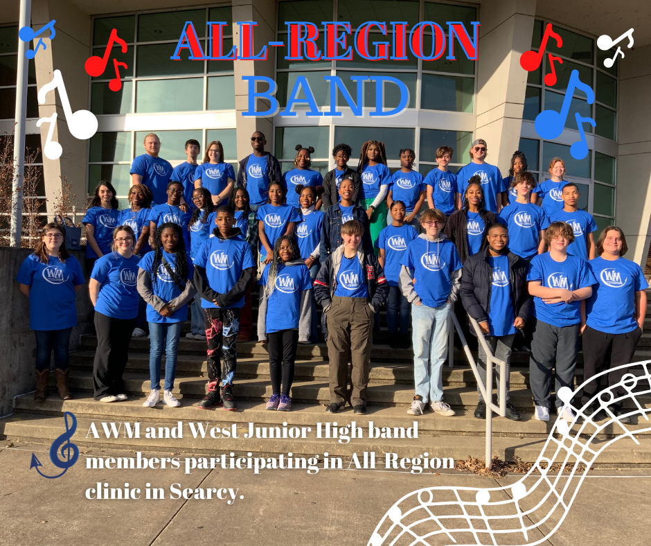 aWM and west jr high band members going to Searcy for all region clinic