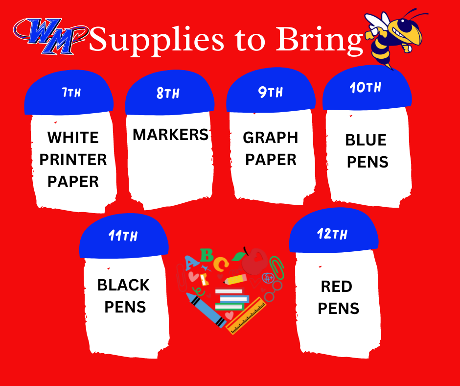 7-12 supplies to bring