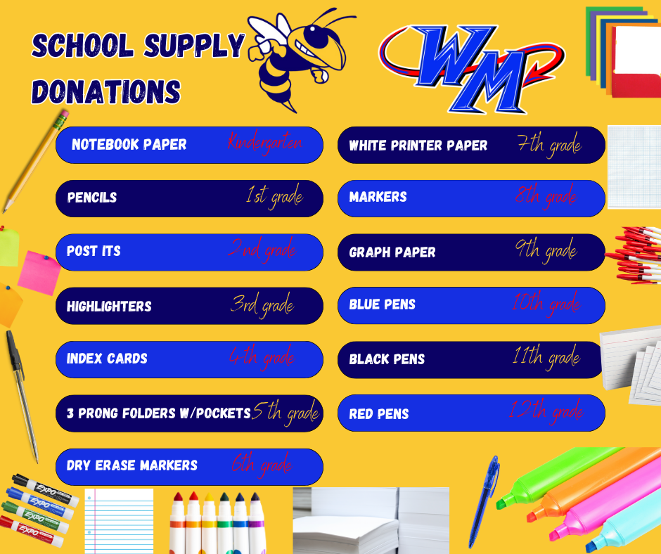 school supply donation lists