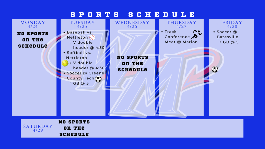 sports schedule for 4/24-4/29